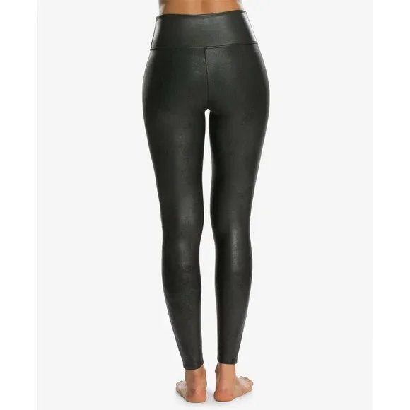 Spanx Women's Faux Leather Tummy Control Leggings Pants XS Extra Small Black - Picture 2 of 3